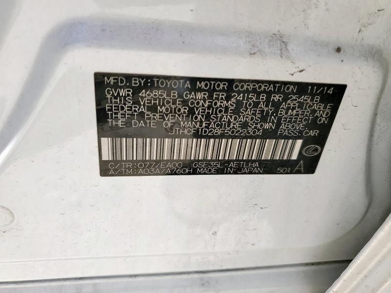 2015 LEXUS IS 250 JTHCF1D28F5022304