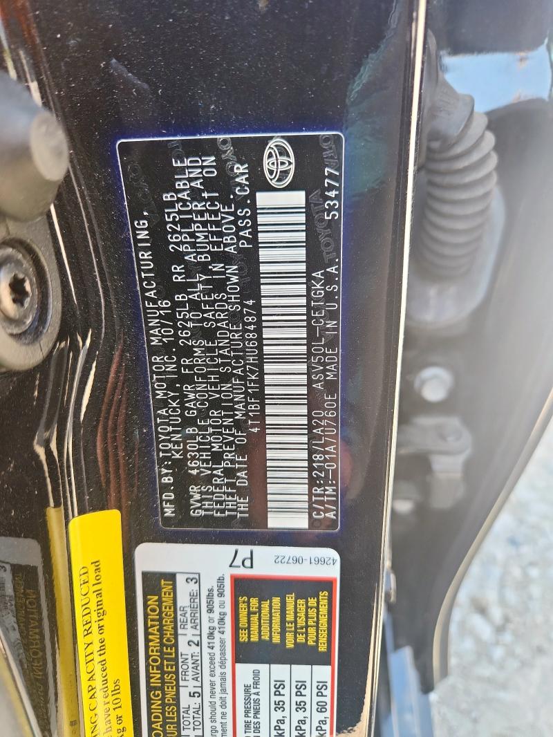 2017 TOYOTA CAMRY LE - 4T1BF1FK7HU684874