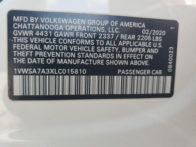 2020 VOLKSWAGEN PASSAT SE 1VWSA7A3XLC015810