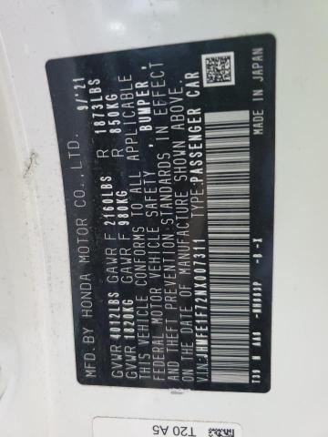 2022 HONDA CIVIC EX JHMFE1F72NX007311