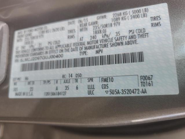 2016 LINCOLN MKC SELECT 5LMCJ2D97GUJ00400