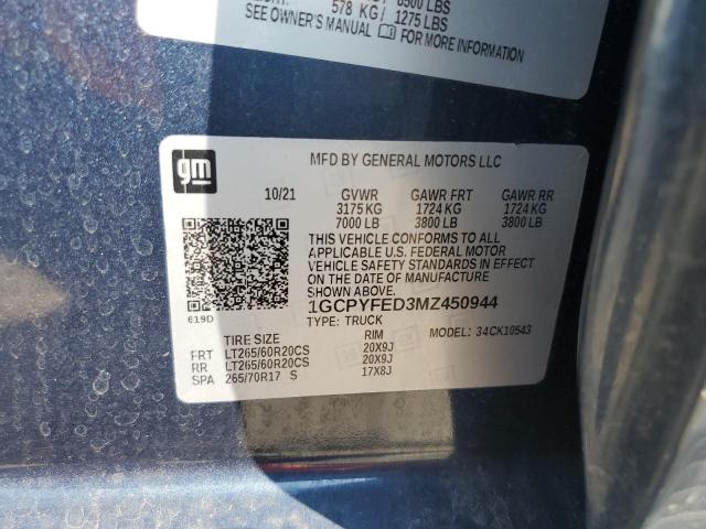 2021 CHEVROLET SILVERADO 1GCPYFED3MZ450944