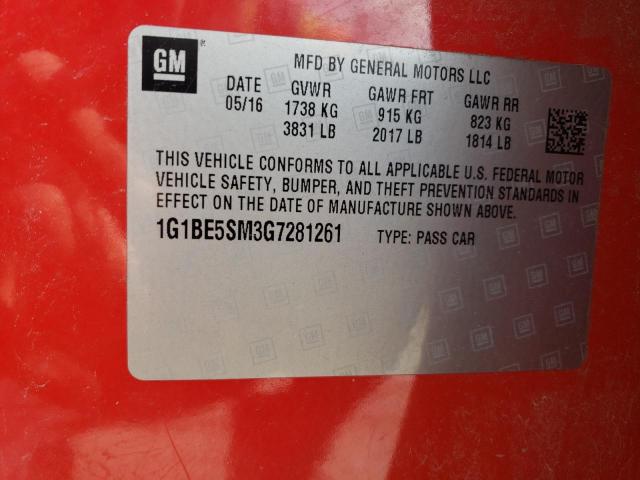 2016 CHEVROLET CRUZE LT - 1G1BE5SM3G7281261