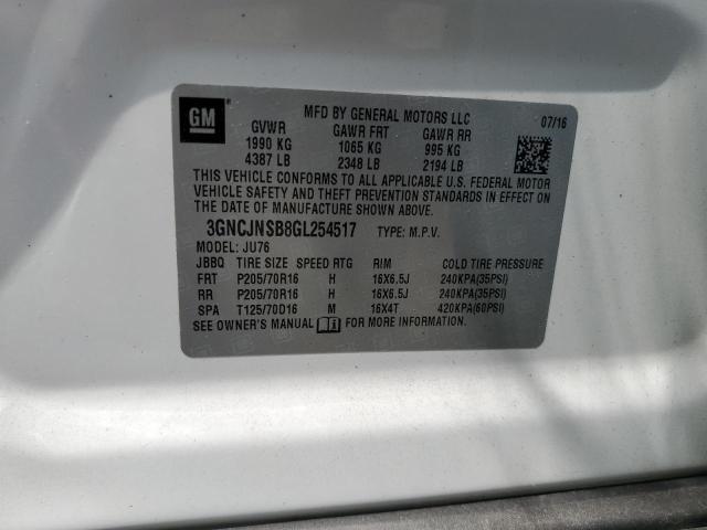 2016 CHEVROLET TRAX LS 3GNCJNSB8GL254517