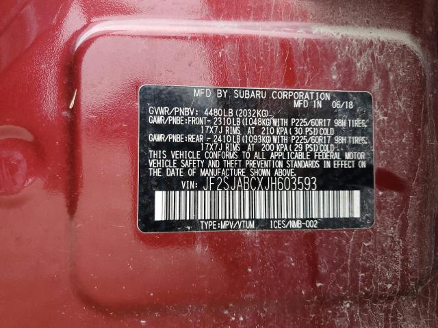 2018 SUBARU FORESTER 2 JF2SJABCXJH603593