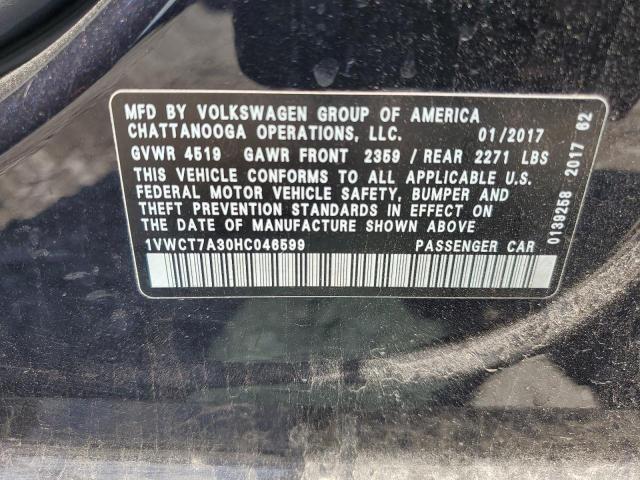 2017 VOLKSWAGEN PASSAT SEL 1VWCT7A30HC046599