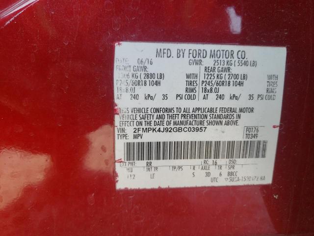 2016 FORD EDGE SEL - 2FMPK4J92GBC03957