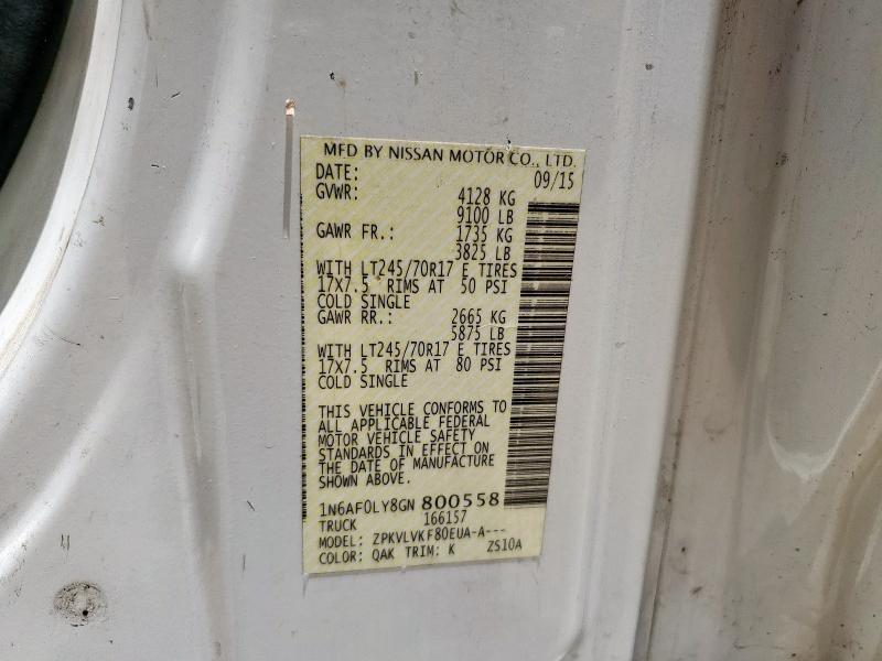 2016 NISSAN NV 2500 S 1N6AF0LY8GN800558