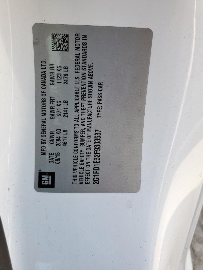 2015 CHEVROLET CAMARO LT 2G1FD1E32F9303537