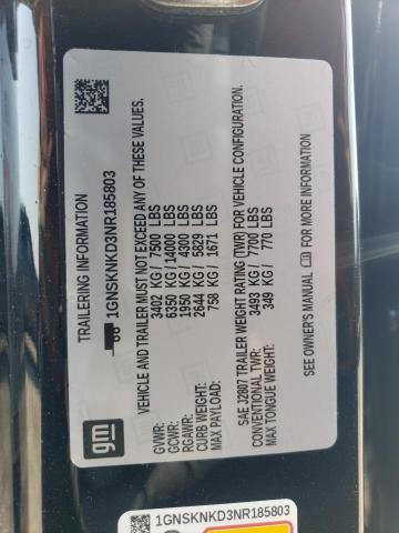2022 CHEVROLET TAHOE K150 1GNSKNKD3NR185803