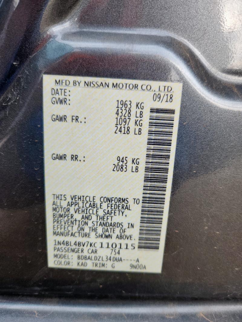 2019 NISSAN ALTIMA S 1N4BL4BV7KC110115