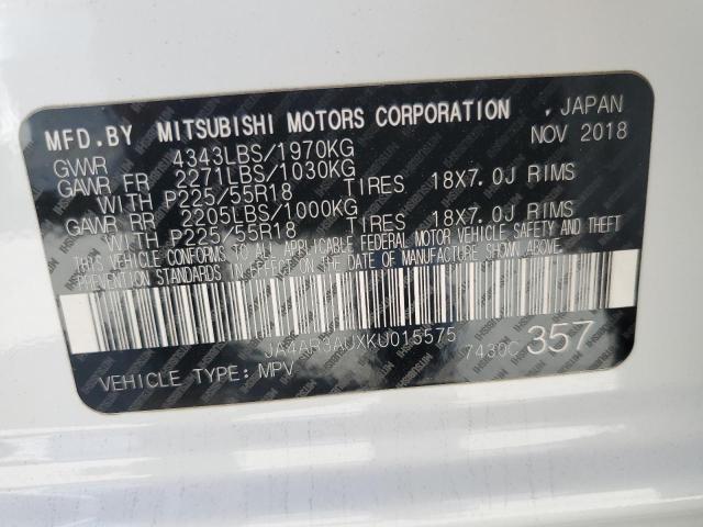 2019 MITSUBISHI OUTLANDER - JA4AR3AUXKU015575