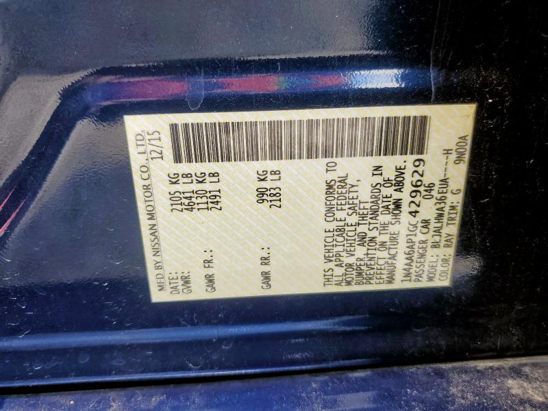 2016 NISSAN MAXIMA 3.5 1N4AA6AP1GC429629
