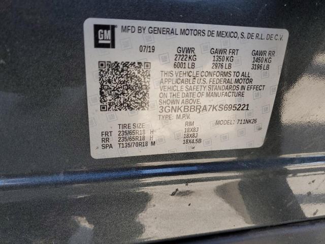 2019 CHEVROLET BLAZER 1LT 3GNKBBRA7KS695221