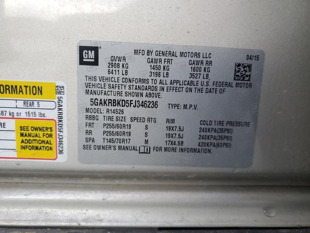 2015 BUICK ENCLAVE 5GAKRBKD5FJ346236