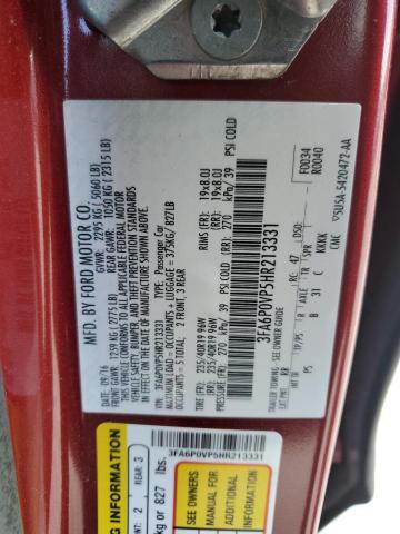 2017 FORD FUSION SPO 3FA6P0VP5HR213331