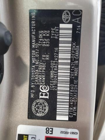 2T1BU4EE8AC342716 2010 TOYOTA COROLLA