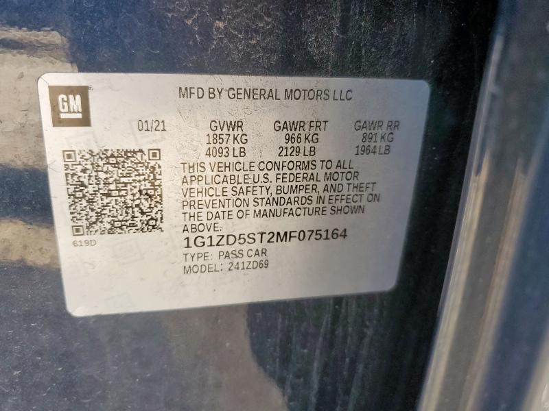 2021 CHEVROLET MALIBU LT - 1G1ZD5ST2MF075164