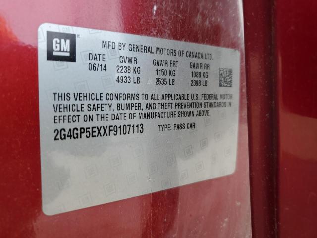 2015 BUICK REGAL PREM 2G4GP5EXXF9107113