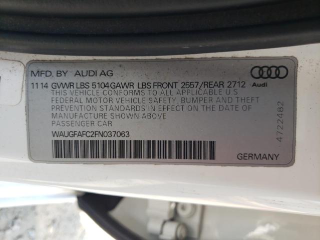 2015 AUDI A6 PREMIUM WAUGFAFC2FN037063