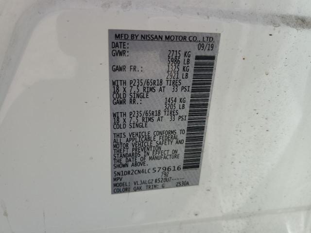 2020 NISSAN PATHFINDER - 5N1DR2CN4LC579616
