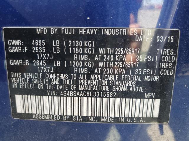 2015 SUBARU OUTBACK 2. 4S4BSAAC8F3315682