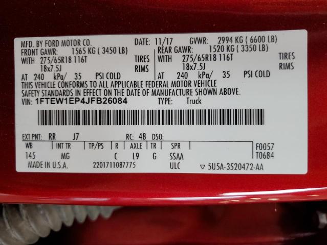 2018 FORD F150 SUPER - 1FTEW1EP4JFB26084