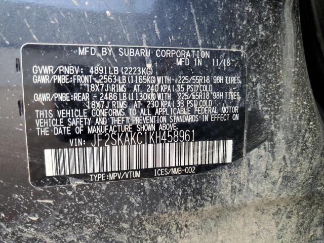 2019 SUBARU FORESTER S JF2SKAKC1KH458961