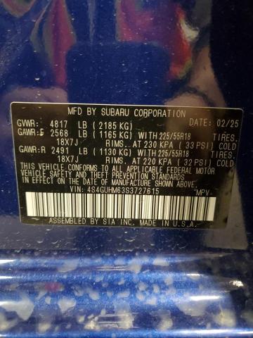 2025 SUBARU CROSSTREK 4S4GUHM63S3727615