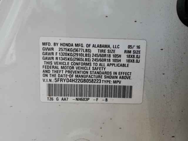 2016 ACURA MDX 5FRYD4H22GB058223