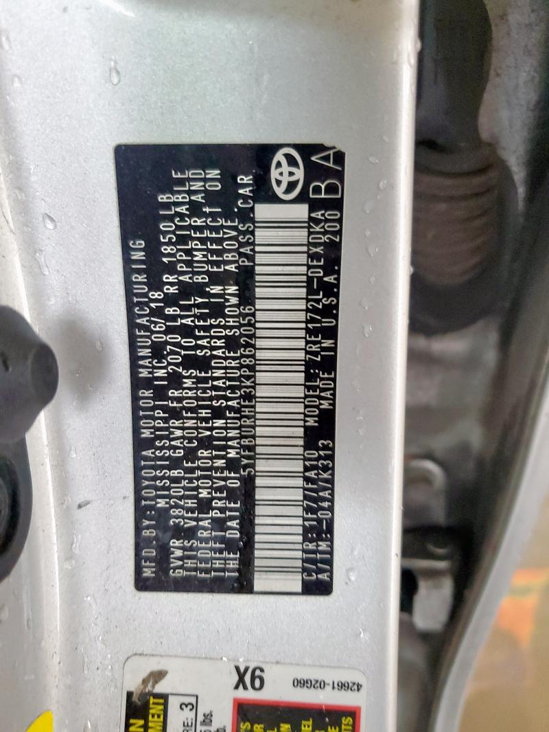 2019 TOYOTA COROLLA L - 5YFBURHE3KP862056