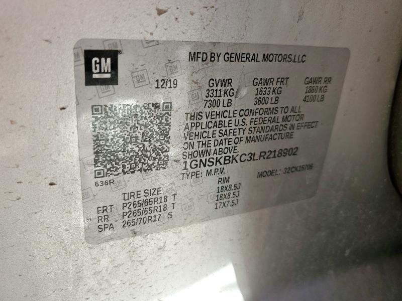 2020 CHEVROLET TAHOE K150 1GNSKBKC3LR218902