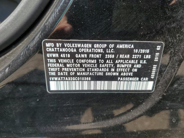 2016 VOLKSWAGEN PASSAT S 1VWAT7A32GC010368