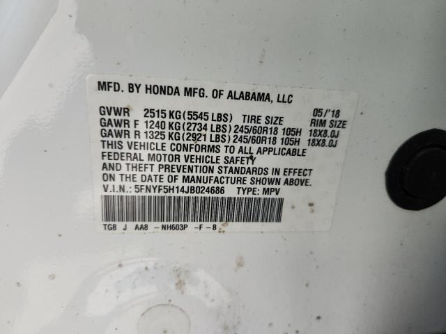 2018 HONDA PILOT LX 5FNYF5H14JB024686