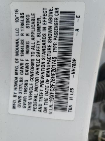 2017 HONDA CIVIC EX 19XFC2F76HE201745