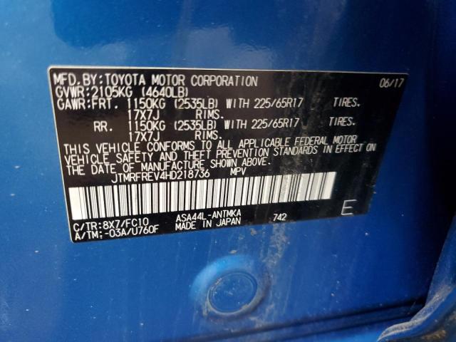 2017 TOYOTA RAV4 XLE JTMRFREV4HD218736