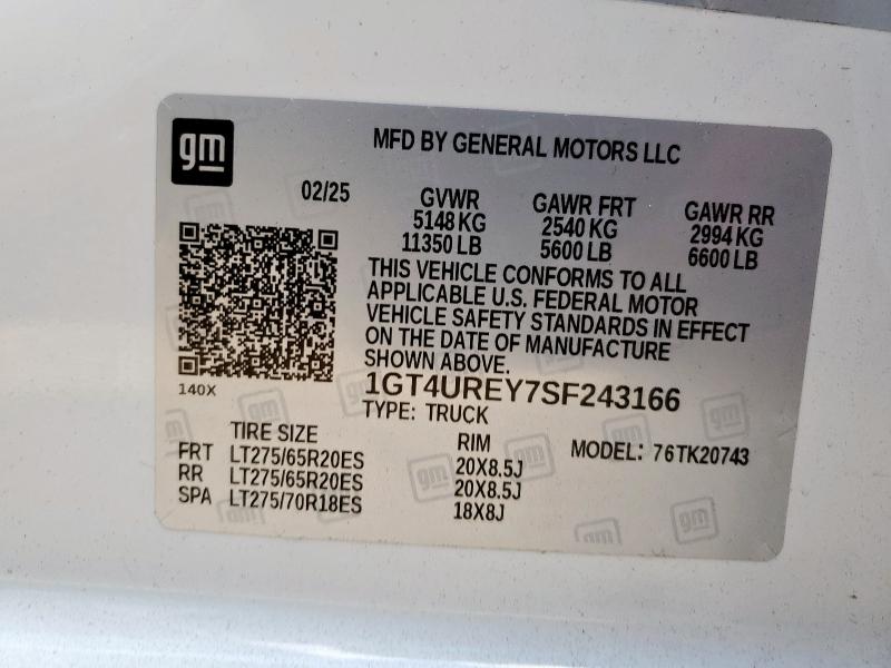 2025 GMC SIERRA K25 1GT4UREY7SF243166