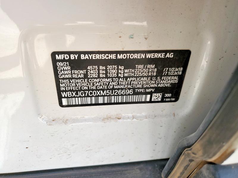 2021 BMW X1 SDRIVE2 WBXJG7C0XM5U26696