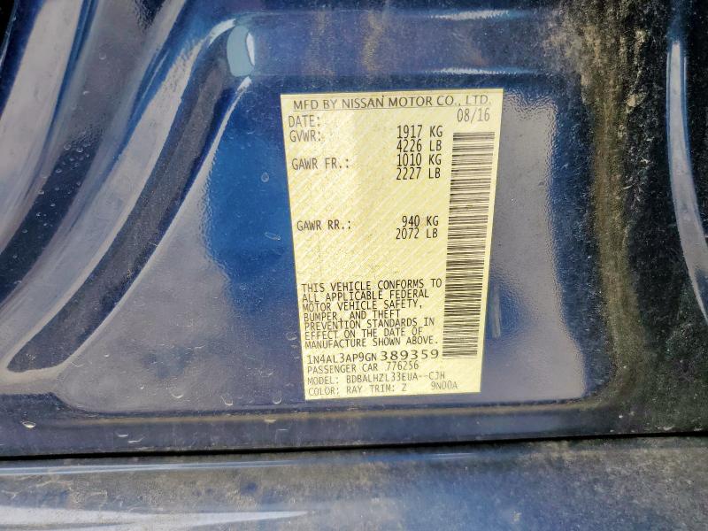 2016 NISSAN ALTIMA 2.5 - 1N4AL3AP9GN389359