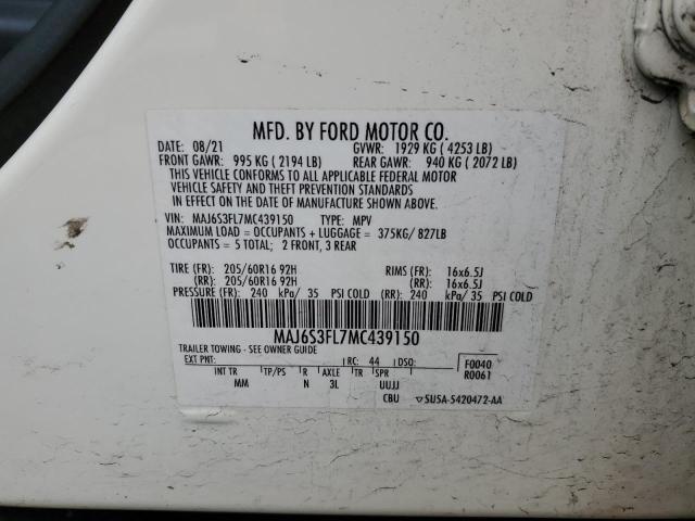 2021 FORD ECOSPORT S MAJ6S3FL7MC439150