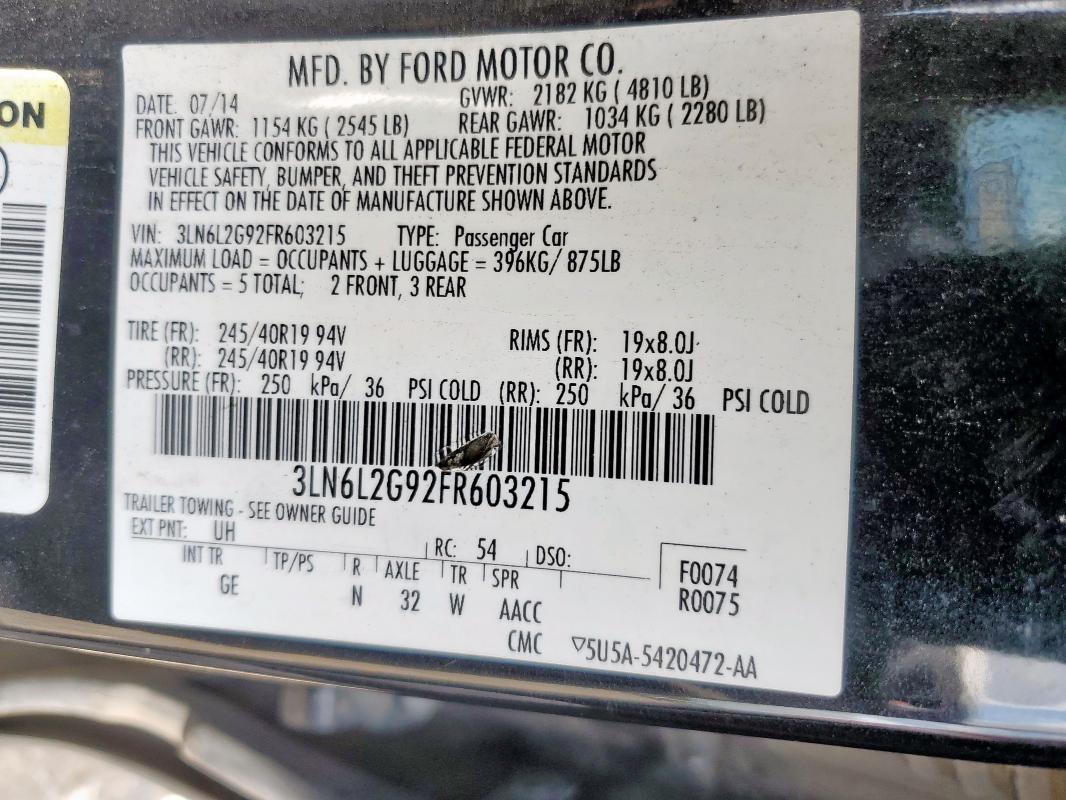 2015 LINCOLN MKZ 3LN6L2G92FR603215