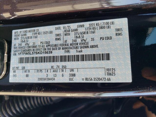2025 FORD F150 LARIA 1FTFW5L57SKD15639
