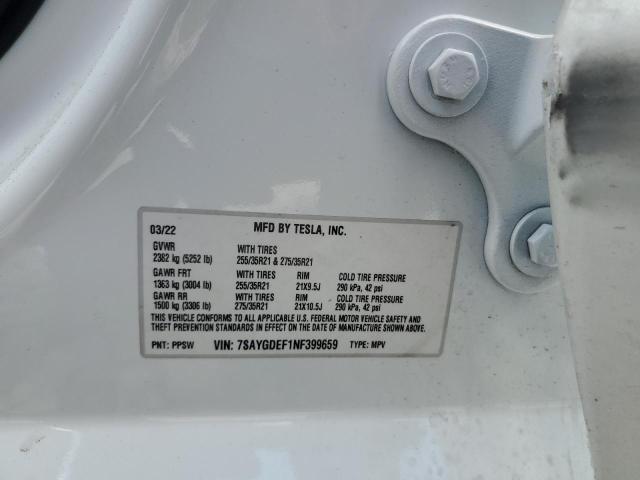 2022 TESLA MODEL Y - 7SAYGDEF1NF399659