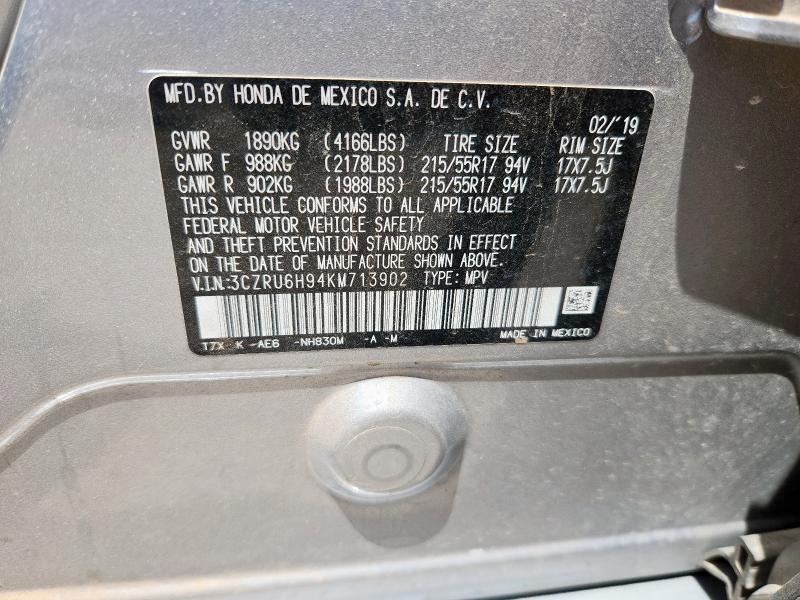 2019 HONDA HR-V TOURI 3CZRU6H94KM713902