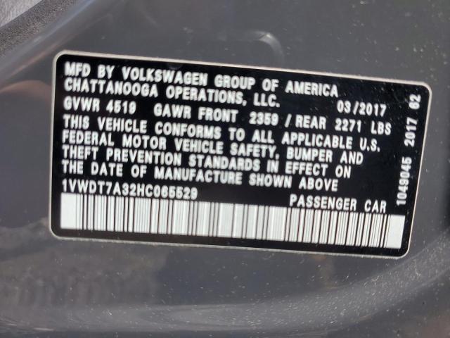 2017 VOLKSWAGEN PASSAT R-LINE 1VWDT7A32HC065529