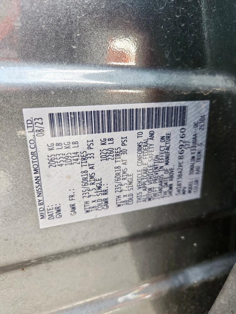 2023 NISSAN ROGUE SV 5N1BT3BA2PC869260
