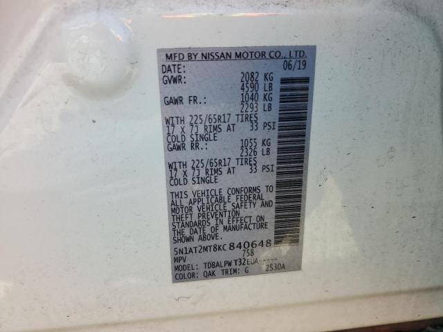 2019 NISSAN ROGUE S 5N1AT2MT8KC840648