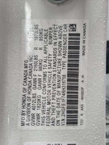2024 HONDA CIVIC EX - 2HGFE1F74RH316758