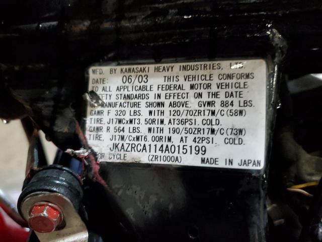 2004 KAWASAKI ZR1000 A1 JKAZRCA114A015199