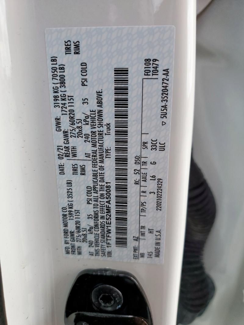 2021 FORD F150 SUPER - 1FTFW1E52MFA50081